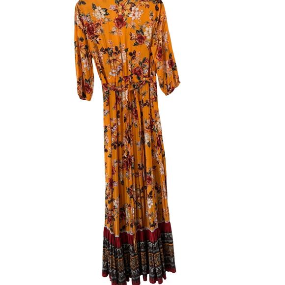 FARM RIO Yellow Soigne Wrap Midi Dress Size Small Petite - Picture 4 of 10